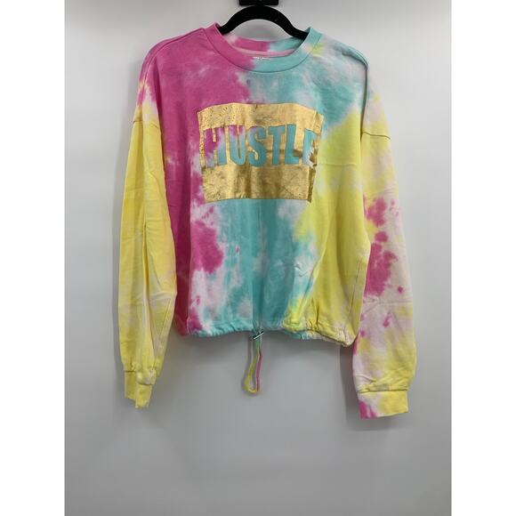 No Boundaries Juniors Hustle Multicolor Tie Die Pullover Shirt Sweatshirt NEW - Picture 9 of 11